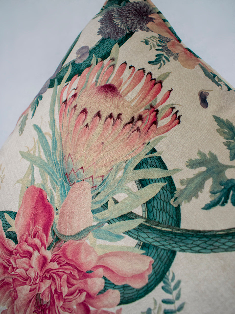 Forbidden Bloom 'Bone White' Velvet Cushion