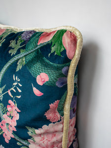 Forbidden Bloom 'Deep Blue' Velvet Cushion