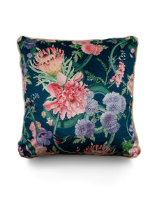 Forbidden Bloom 'Deep Blue' Velvet Cushion