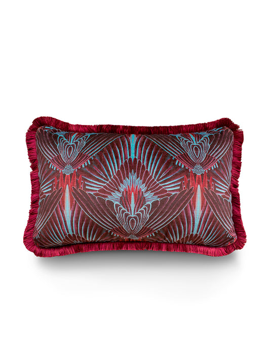 Gershwing 'Macaw' Fringed Rectangle Velvet Cushion