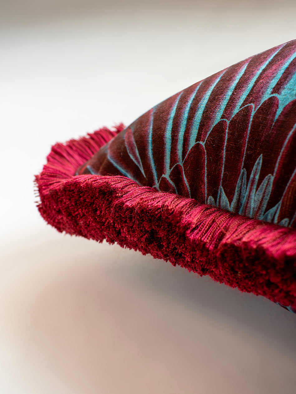 Gershwing 'Macaw' Fringed Rectangle Velvet Cushion