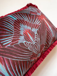 Gershwing 'Macaw' Fringed Rectangle Velvet Cushion