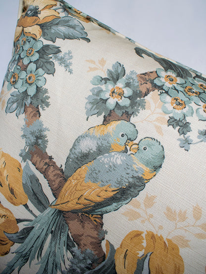 Lovebirds 'Honey' Linen Cushion
