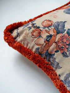 Love Birds 'Papaya' Fringed Rectangle Velvet Cushion