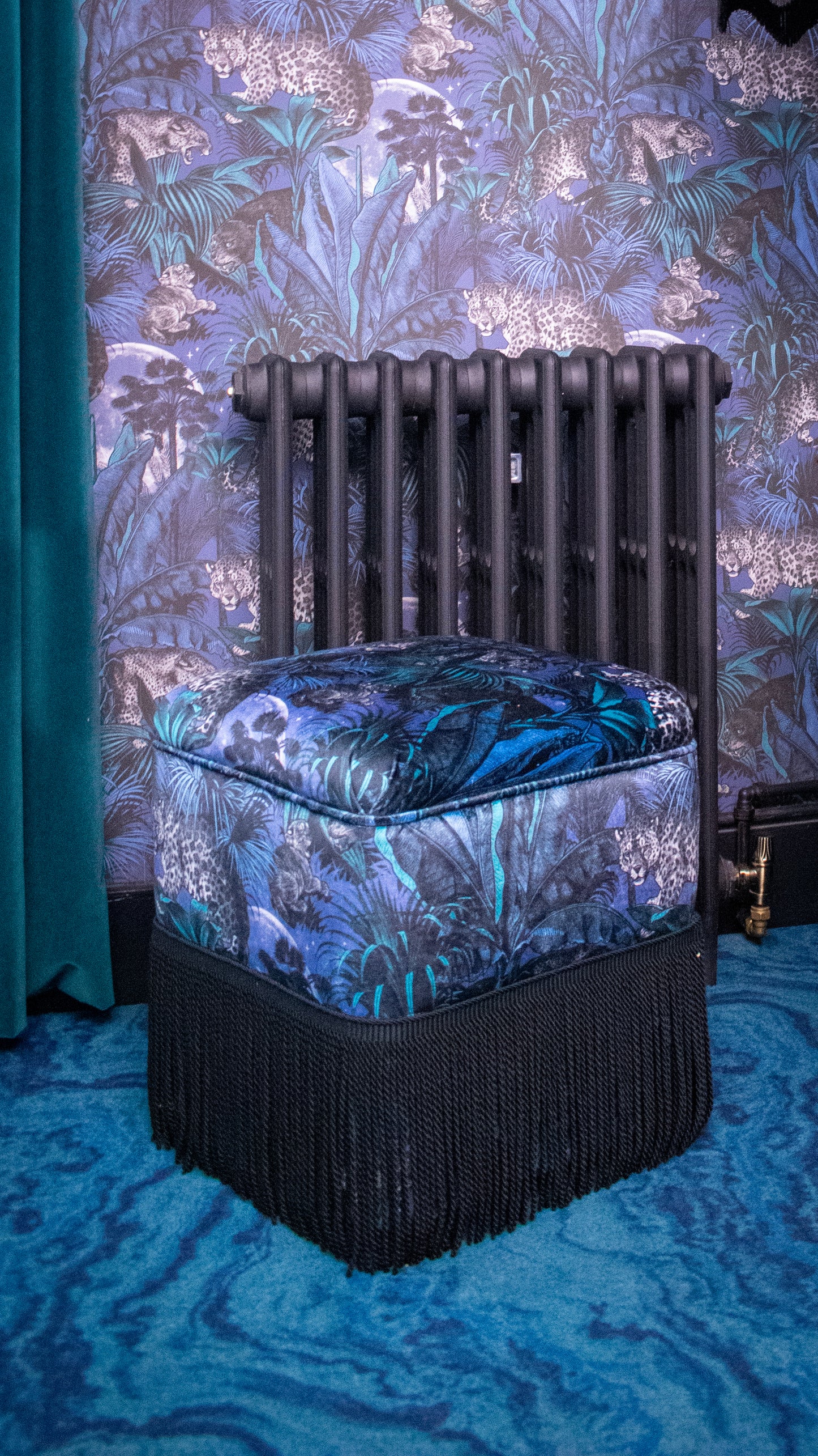 Sample Sale: Nocturnal Faunacation Velvet Footstool