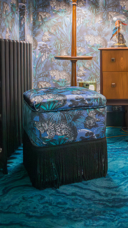 Sample Sale: Nocturnal Faunacation Velvet Footstool