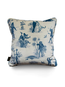 Safari Soirée 'Heron Blue' Velvet Cushion