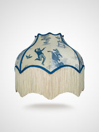 Safari Soirée 'Heron Blue' Fringed Lampshade