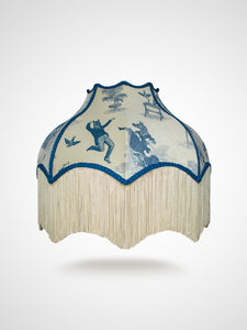 Safari Soirée 'Heron Blue' Fringed Lampshade