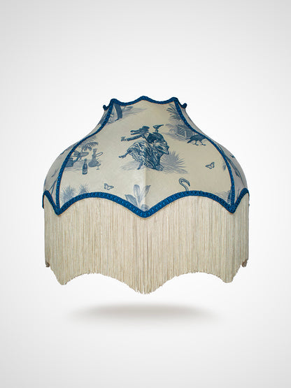 Safari Soirée 'Heron Blue' Fringed Lampshade