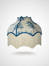 Load image into Gallery viewer, Safari Soirée &#39;Heron Blue&#39; Fringed Lampshade