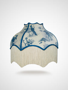 Safari Soirée 'Heron Blue' Fringed Lampshade