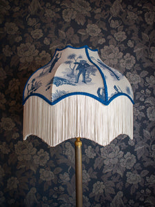 Safari Soirée 'Heron Blue' Fringed Lampshade