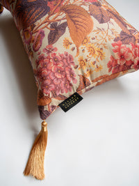 The Brambles 'Antique Rose' Rectangle Linen Tasseled Cushion