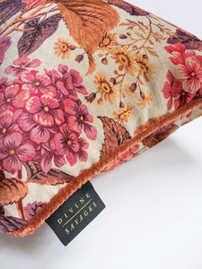 The Brambles 'Antique Rose' Rectangle Velvet Cushion