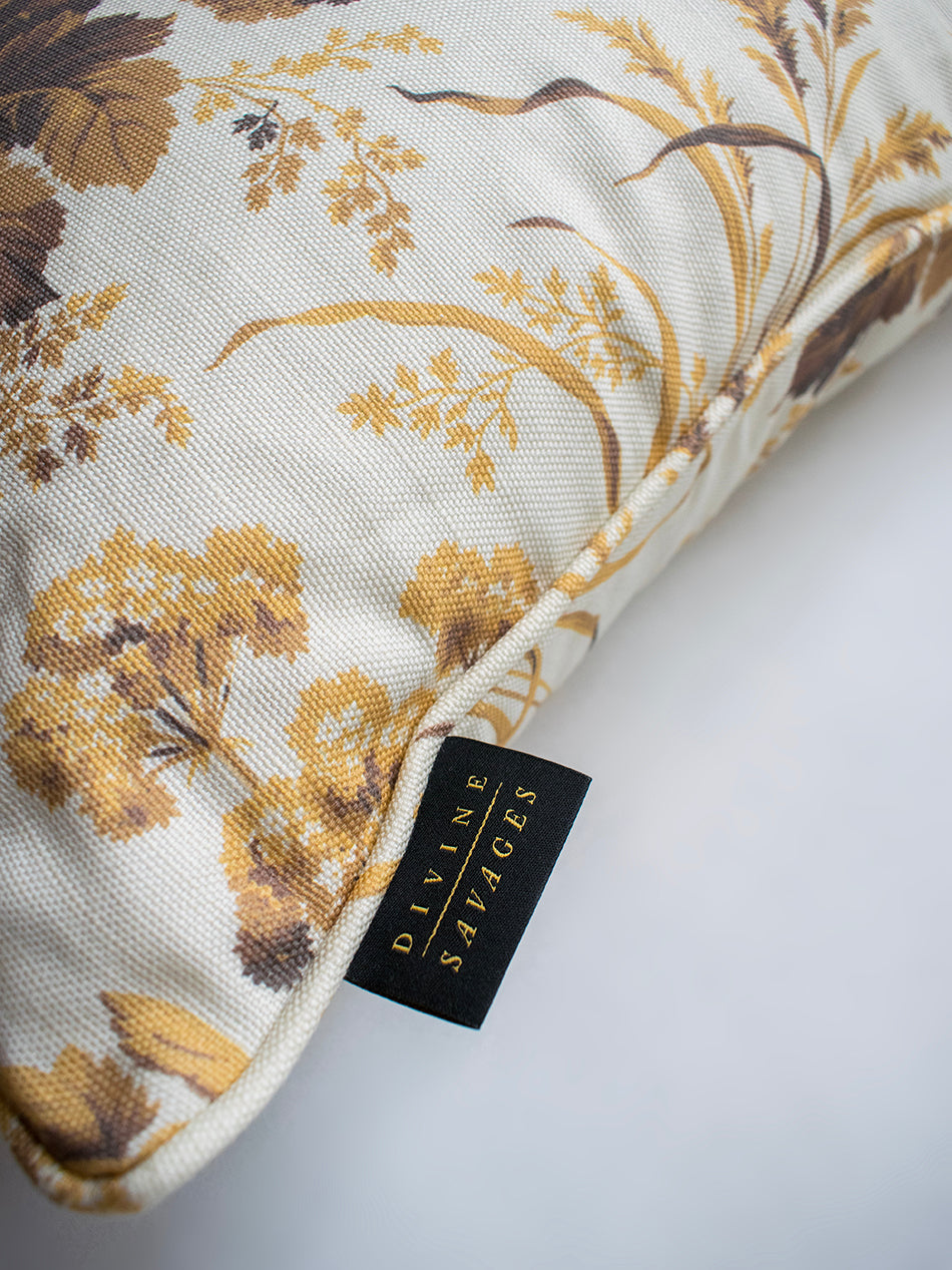 Where The Wildflowers Grow 'Mustard' Linen Cushion