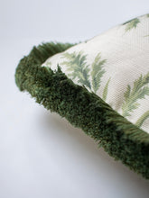 Load image into Gallery viewer, Where The Wildflowers Grow &#39;Sage&#39; Fringed Linen Cushion