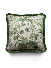 Load image into Gallery viewer, Where The Wildflowers Grow &#39;Sage&#39; Fringed Linen Cushion