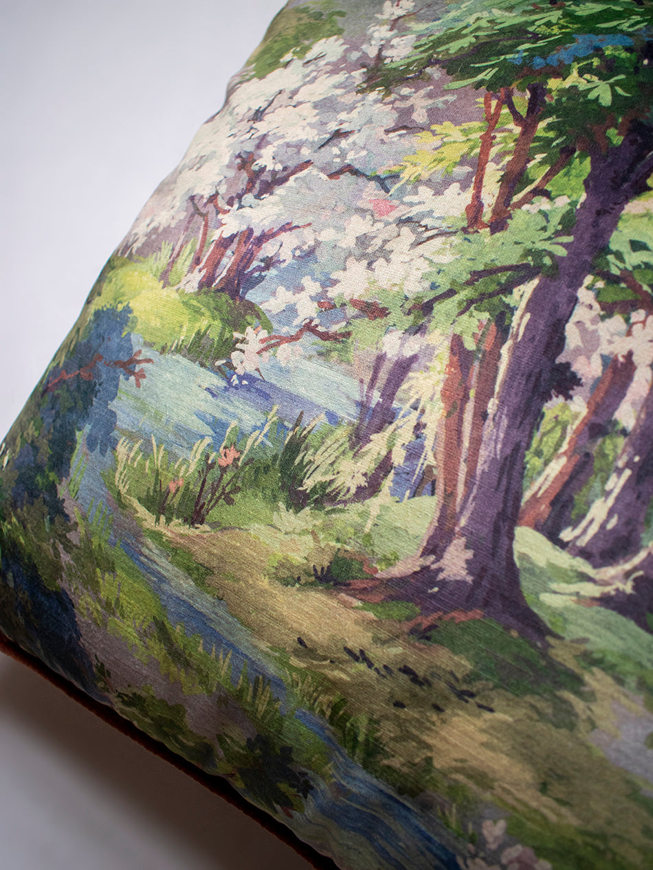 Wild Wild Woods 'Vert' Velvet Cushion