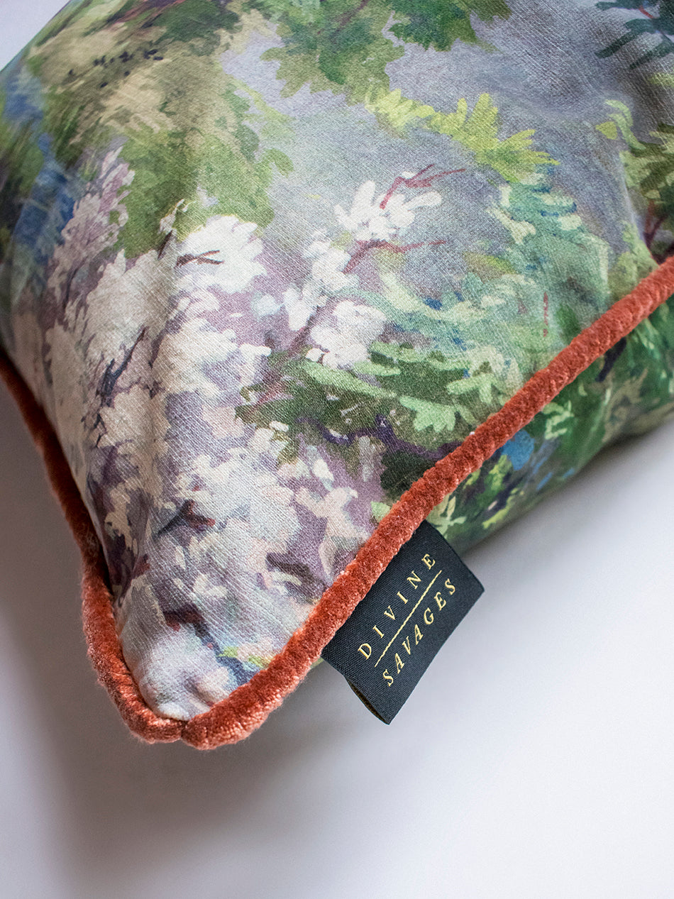 Wild Wild Woods 'Vert' Velvet Cushion