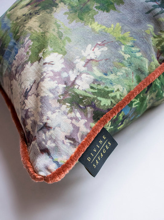 Wild Wild Woods 'Vert' Velvet Cushion