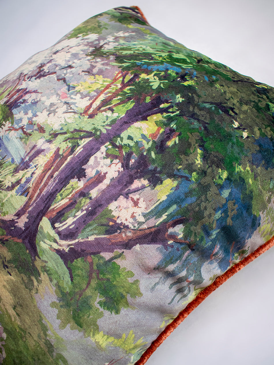 Wild Wild Woods 'Vert' Velvet Cushion