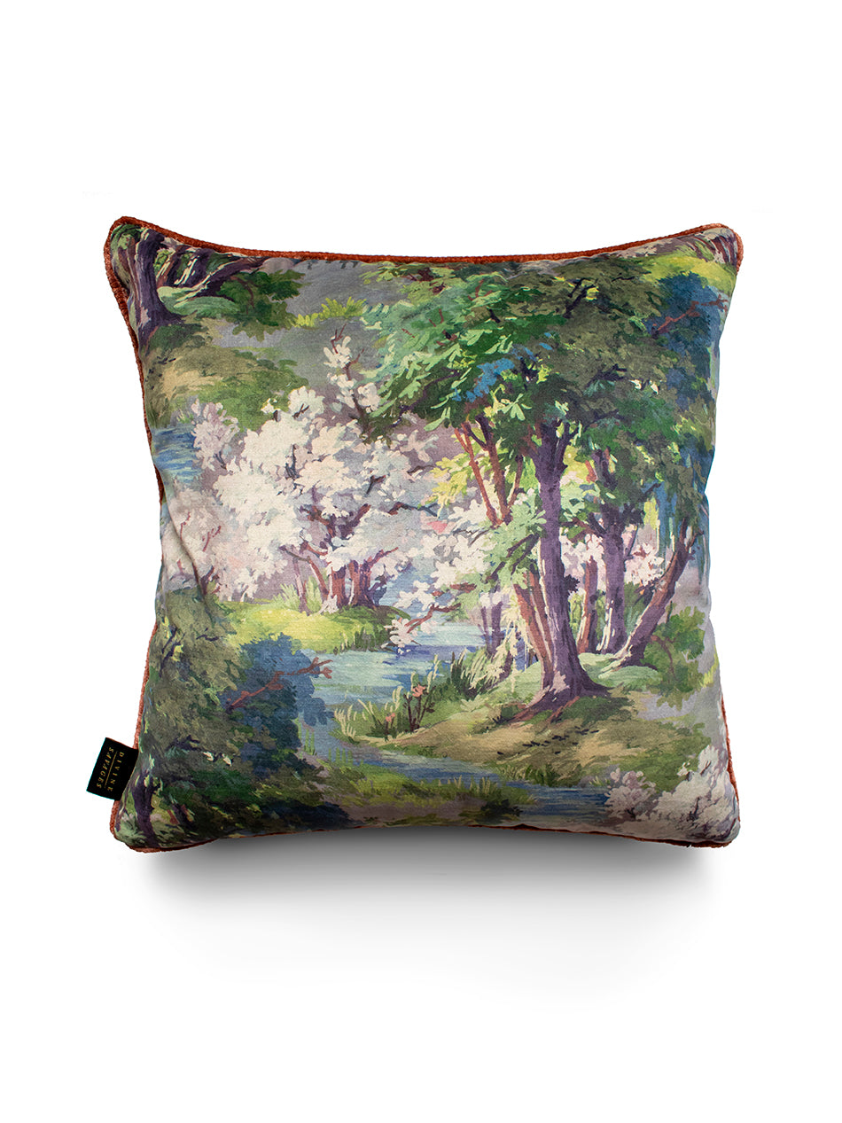 Wild Wild Woods 'Vert' Velvet Cushion