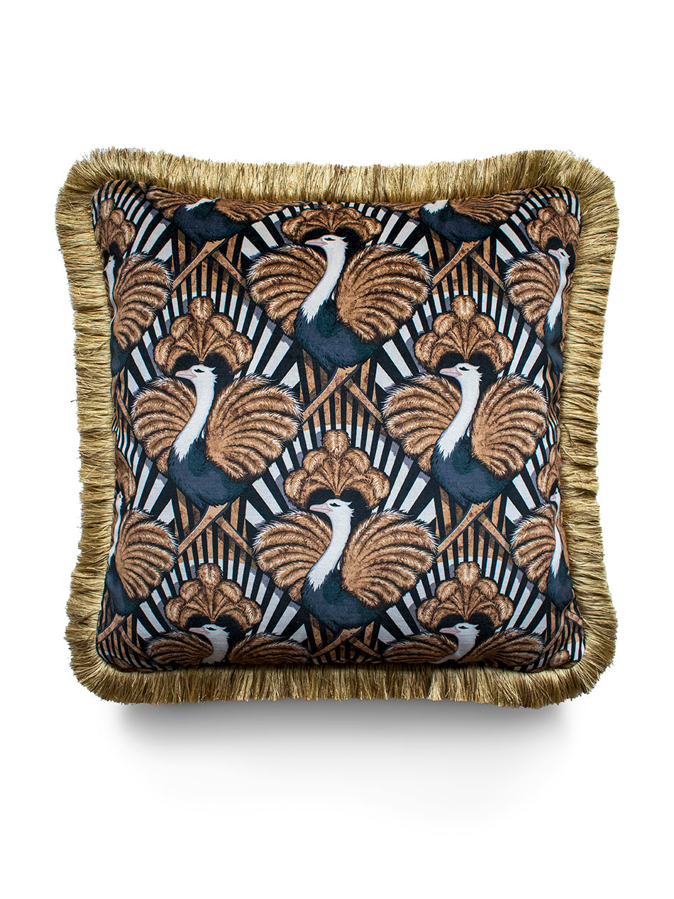 Zsa Zsa 'Gold' Fringed Velvet Cushion
