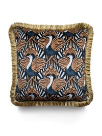 Zsa Zsa 'Gold' Fringed Velvet Cushion