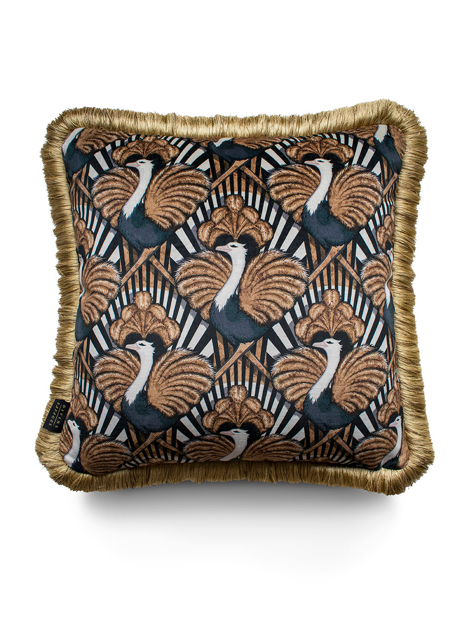 Zsa Zsa 'Gold' Fringed Velvet Cushion