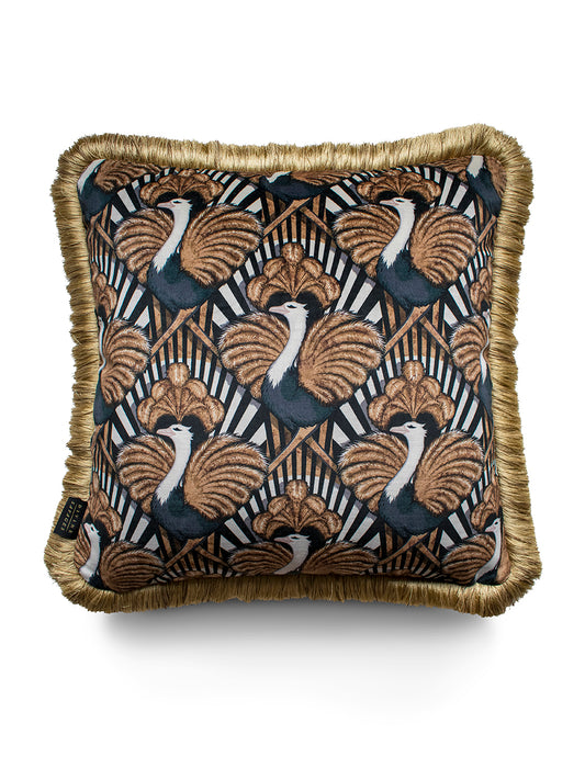 Zsa Zsa 'Gold' Fringed Velvet Cushion