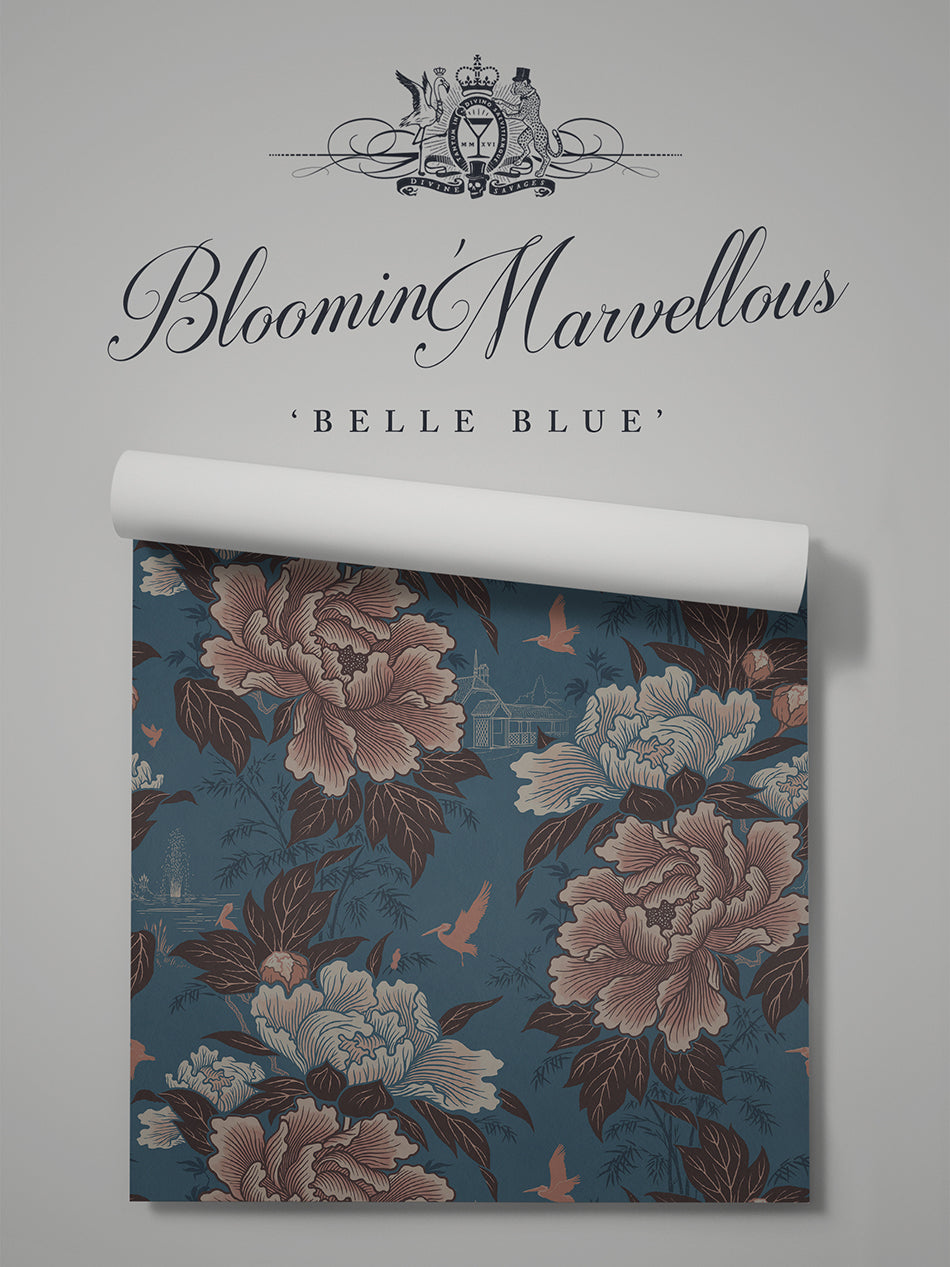 Bloomin' Marvellous 'Belle Blue' Wallpaper Wallpaper Sample