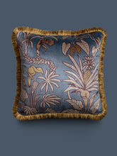 Load image into Gallery viewer, Sample Sale: Botanize Heritage &#39;Whale Blue&#39; Fringed Velvet Cushion