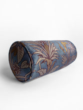 Load image into Gallery viewer, Botanize Heritage &#39;Whale Blue&#39; Velvet Bolster Cushion