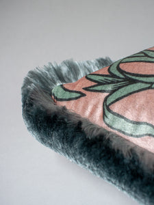 Botanize Heritage 'Plaster Pink' Fringed Velvet Cushion