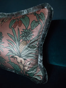 Sample Sale: Botanize Heritage 'Plaster Pink' Fringed Velvet Cushion