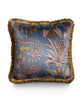 Load image into Gallery viewer, Sample Sale: Botanize Heritage &#39;Whale Blue&#39; Fringed Velvet Cushion