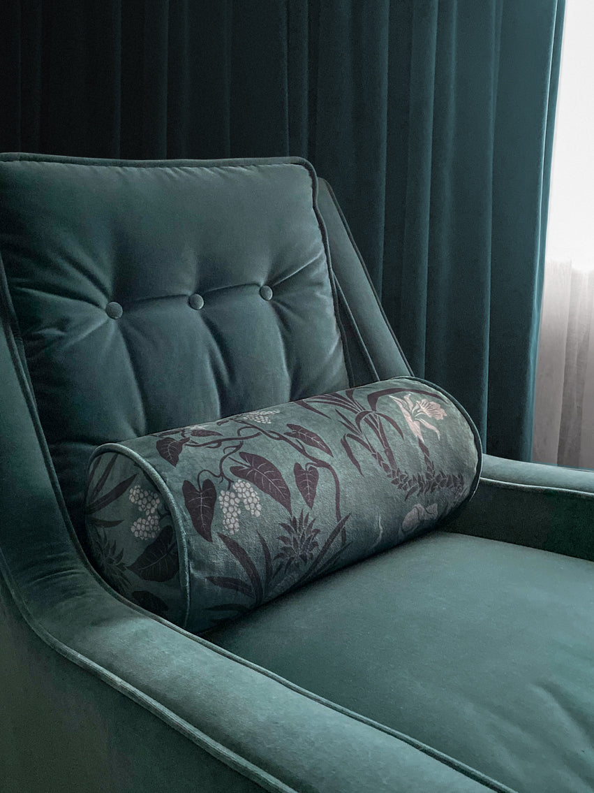 Sample Sale: Botanize 'Fern Green' Velvet Bolster Cushion