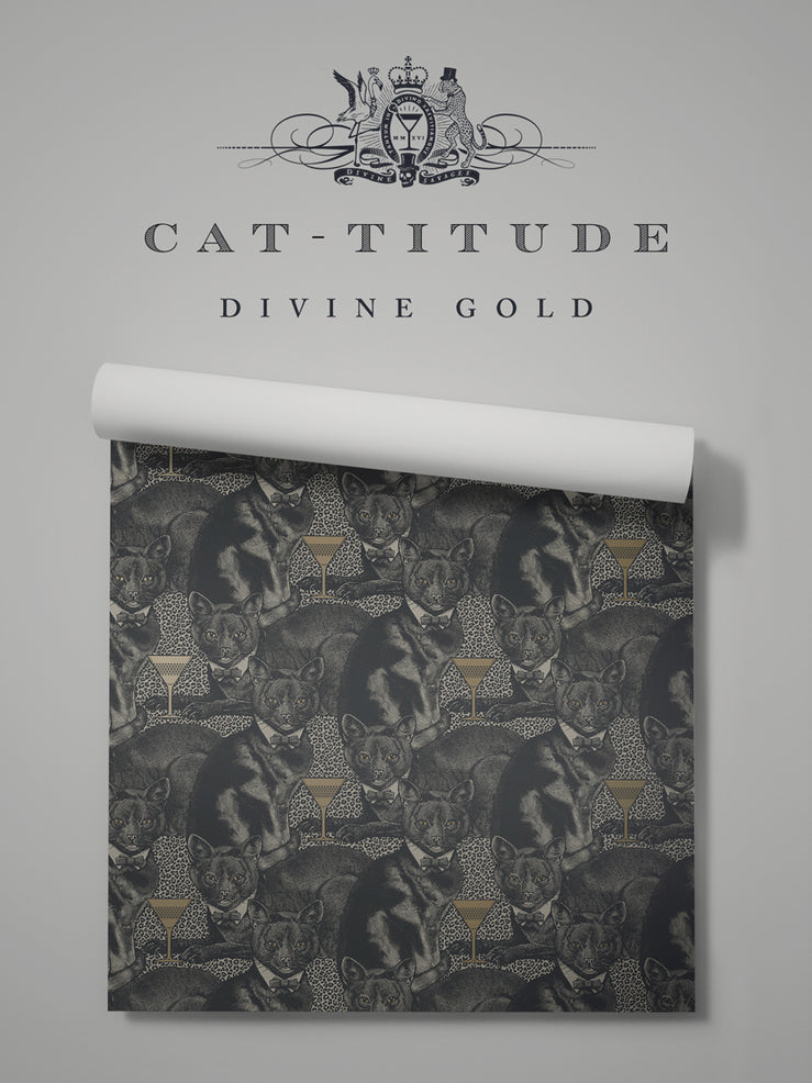 Cat-titude 'Divine Gold' Wallpaper Sample
