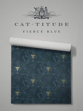 Load image into Gallery viewer, Cat-titude &#39;Fierce Blue&#39; Wallpaper