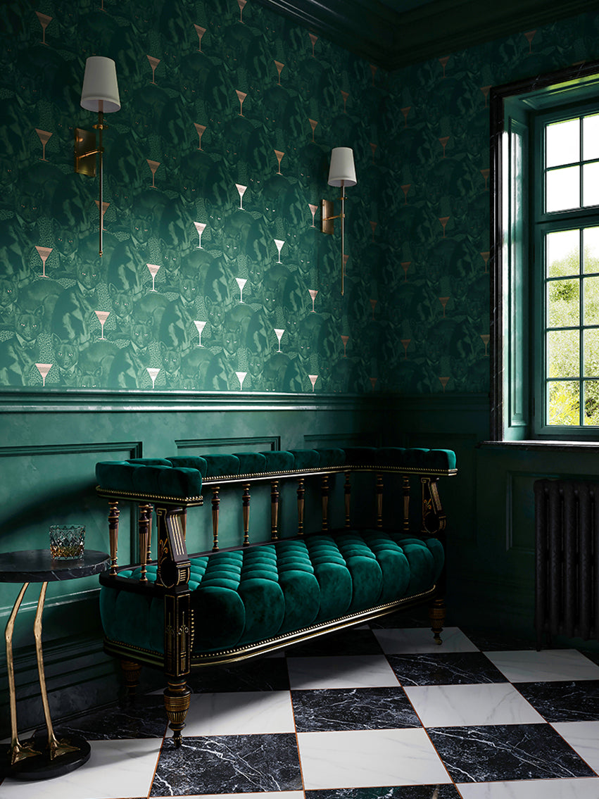 Cat-titude 'Green Envy' Wallpaper