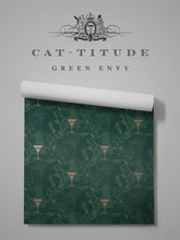 Load image into Gallery viewer, Cat-titude &#39;Green Envy&#39; Wallpaper