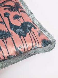 Sample Sale: Crane Fonda 'Coral' Fringed Velvet Cushion