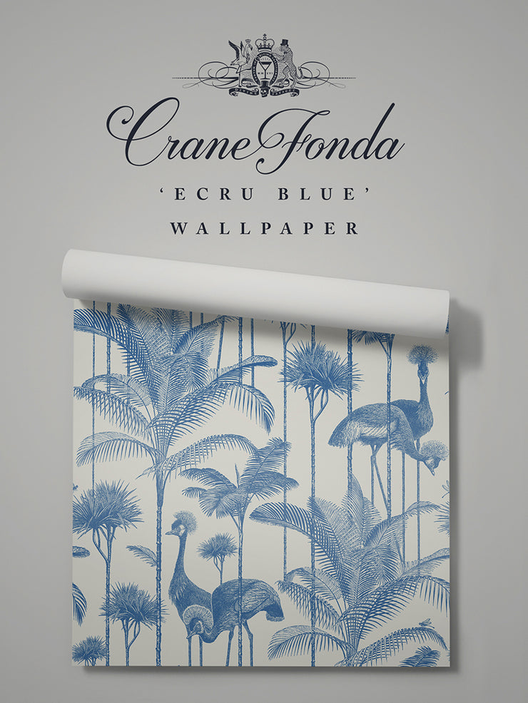Crane Fonda 'Ecru Blue' Wallpaper Sample
