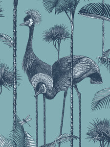 Crane Fonda 'Palm Blue' Wallpaper Sample