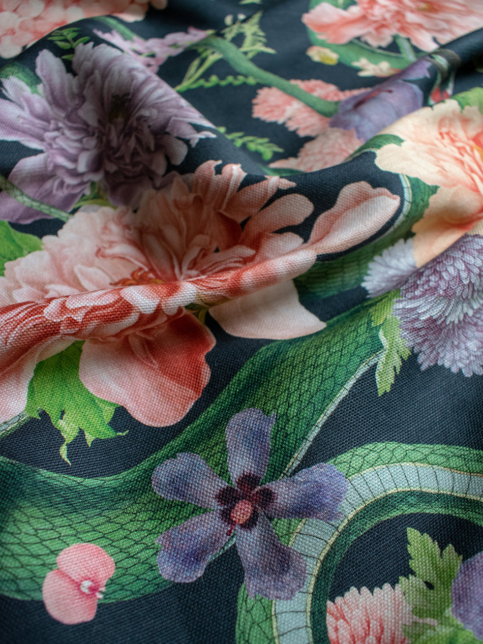 Forbidden Bloom 'Black' Linen Sample