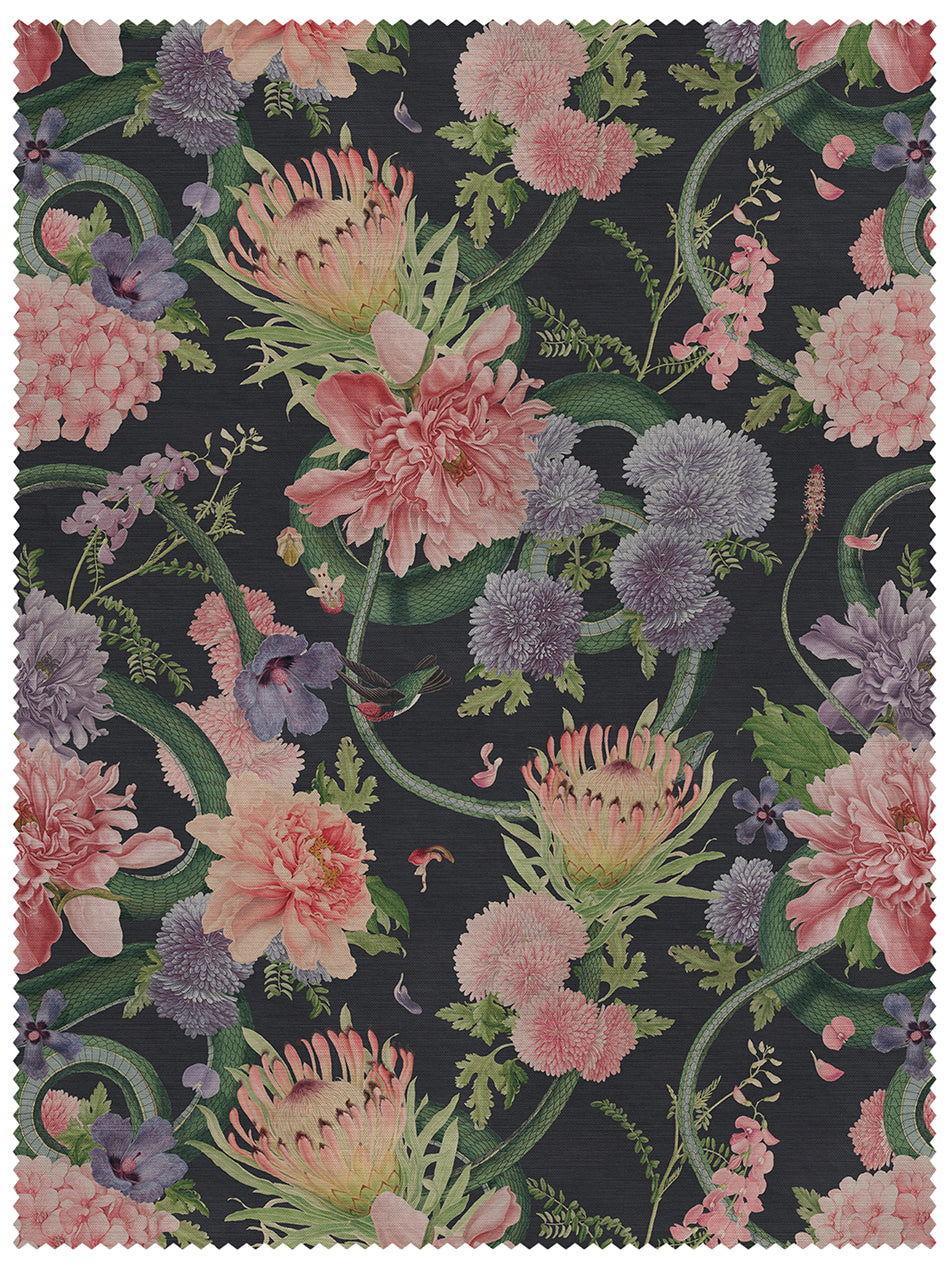 Forbidden Bloom 'Black' Linen Sample