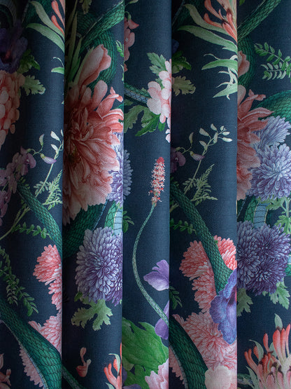 Forbidden Bloom 'Deep Blue' Linen Sample