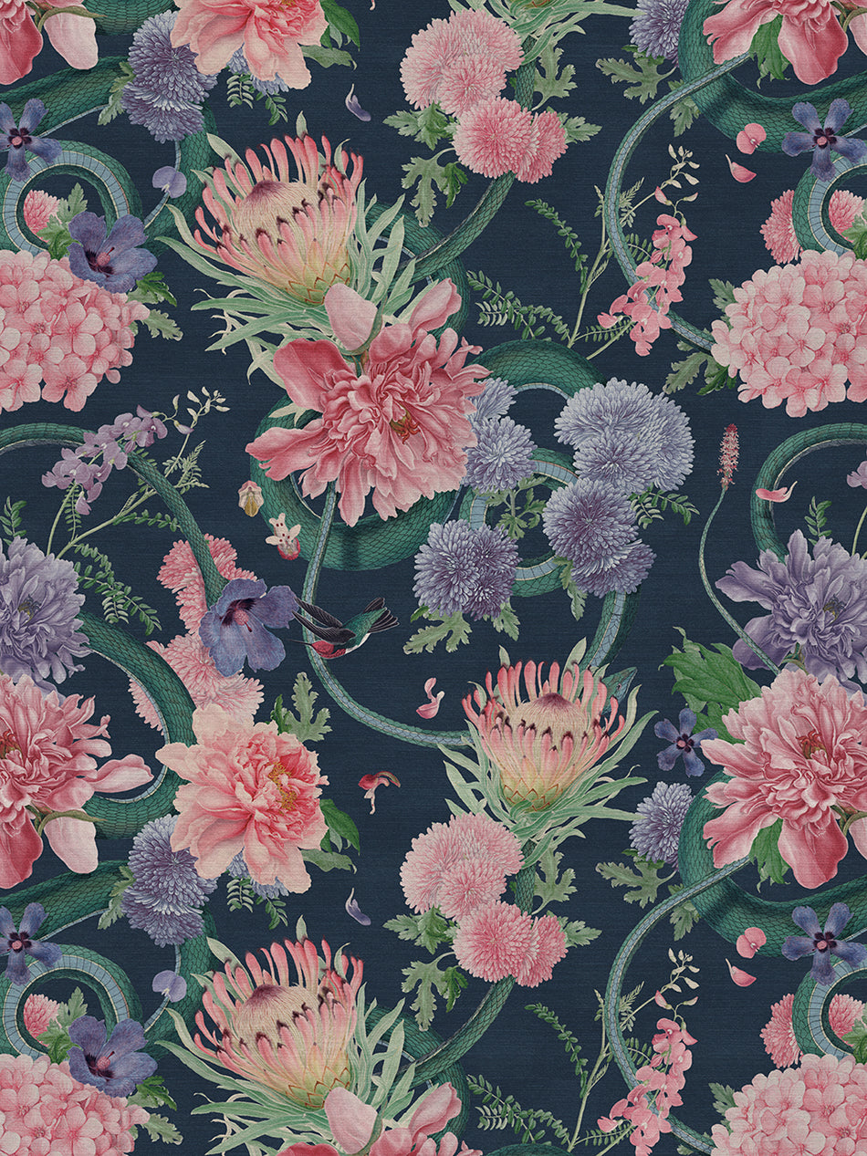 Forbidden Bloom 'Deep Blue' Recycled Velvet