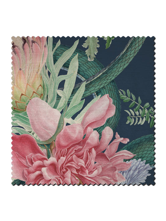 Forbidden Bloom 'Deep Blue' Recycled Velvet Sample